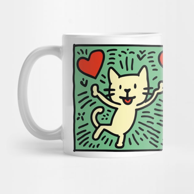 Funny Keith Haring, cat lover by Art ucef